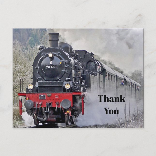 Vintages Zugsteam Locomotive Foto Vielen Dank Postkarte (Vorderseite)