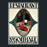 Vintages Zurich Restaurant Advertising Art Deco Poster<br><div class="desc">Sehr seltenes Art-Deco-Poster von Otto Baumberger, ca. 1913, für das Restaurant des eleganten fünfstöckigen Luxushotels St-Gotthard, das 1889 in Zürich gegründet wurde. Dieses Produkt (von klein bis maximal) wird aus einer Publikation, einer Werbung oder einem Vintagen Druck reproduziert. Das Bild wurde gereinigt, digital verbessert und bei Bedarf wiederhergestellt. Ideal für...</div>