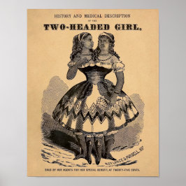 Vintages zweiköpfiges Girl-Poster Poster