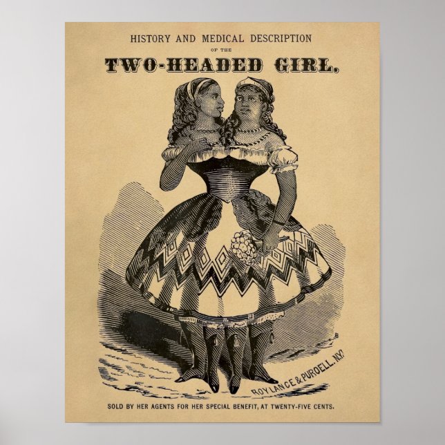 Vintages zweiköpfiges Girl-Poster Poster (Vorne)