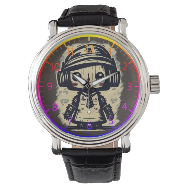 vintaje cute robot steampunk friendly IA Armbanduhr (Vorderseite)