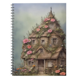 vintaje fantasy house flowers 5 notizblock