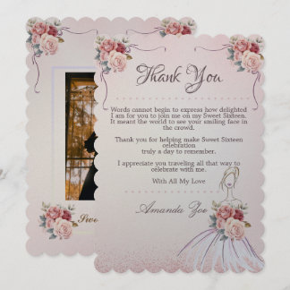 Vintange Sweet 16 / Quinceañera Vielen Dank Hinwei Einladung