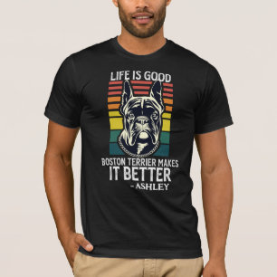 Vinteage Boston Terrier Retro Style Dog T-Shirt