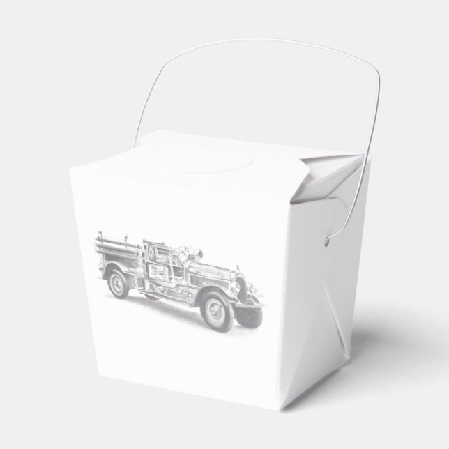 vintinttruck pencil sketch fireman drawing m geschenkschachtel (Vorderseite)