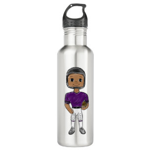 VINTO Retro Football Plaple Black Edelstahlflasche