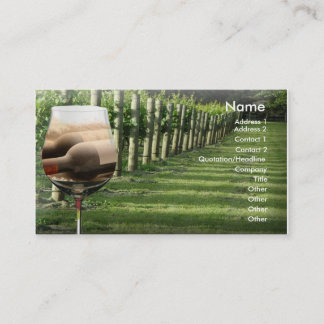 Vinyard mit Wein mit Brille Visitenkarte