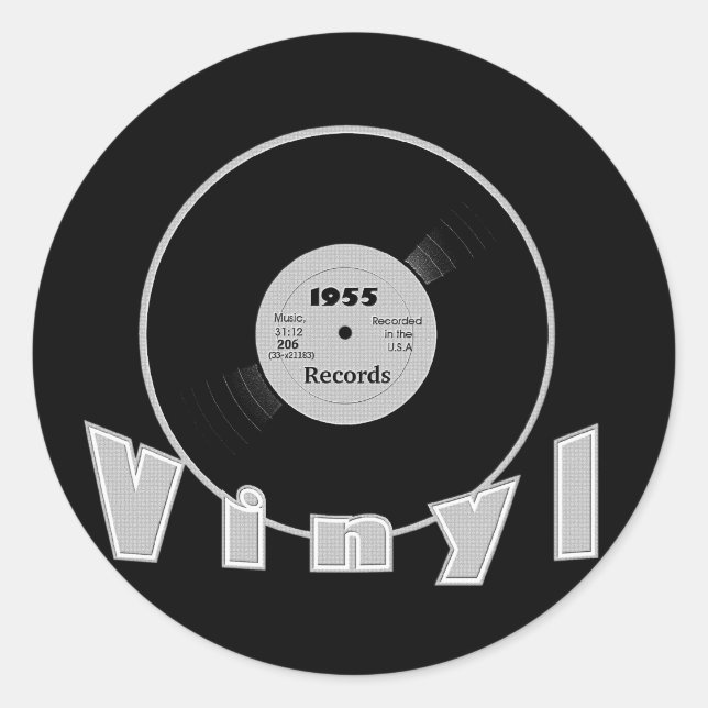 VINYL 1955 Étiquette record noir et gris (Devant)