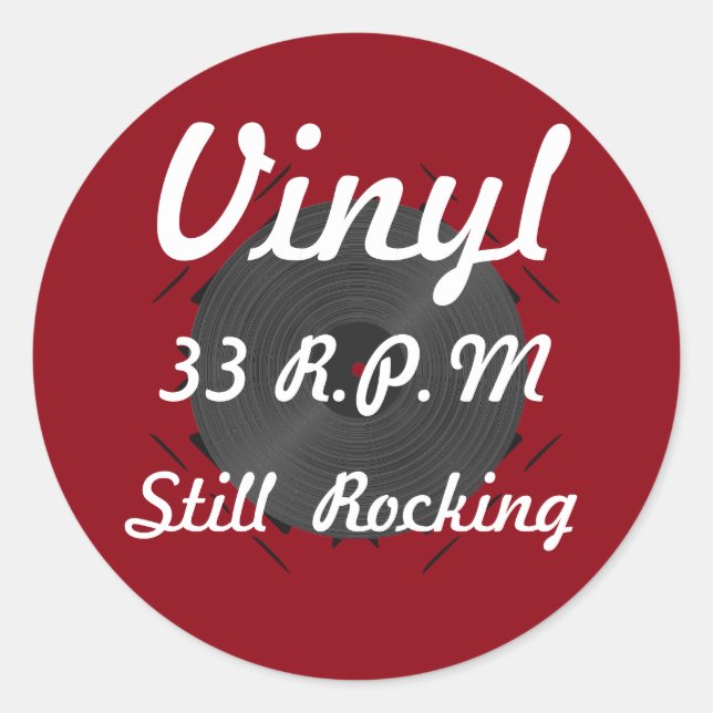 Vinyl 33 U/min Rocking 3 Rock/Weiß Runder Aufkleber (Vorderseite)