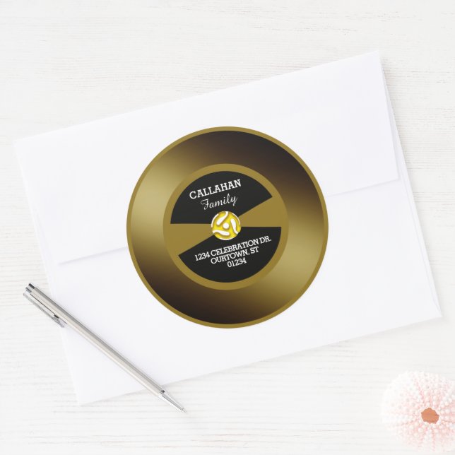 Vinyl 45 Gold Record-Familiendaten Runder Aufkleber (Umschlag)