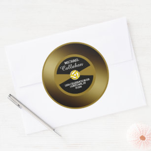 Vinyl 45 Goldene Schallplatte Persönliche Adresse Runder Aufkleber