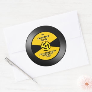 Vinyl 45 Schallplatten-Label Familienadresse Runder Aufkleber