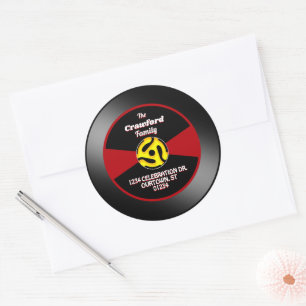 Vinyl 45 Schallplattenlabel Familienadresse Runder Aufkleber