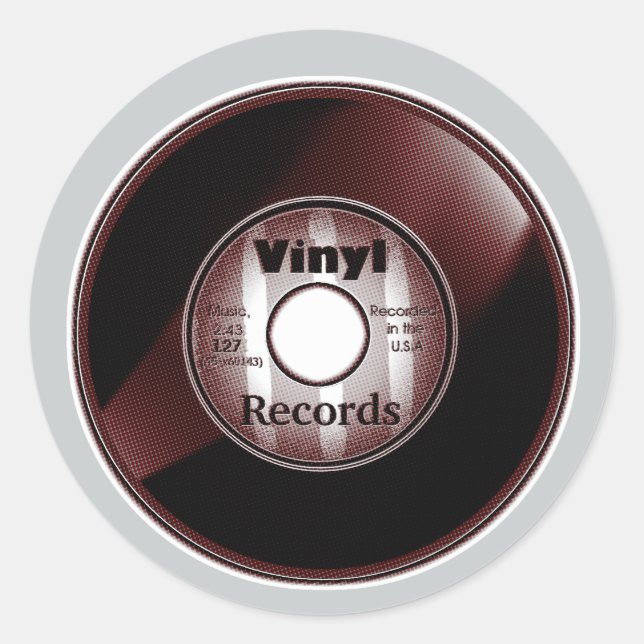 VINYL 45 U/min-Rekord, rot/weiß Runder Aufkleber (Vorderseite)