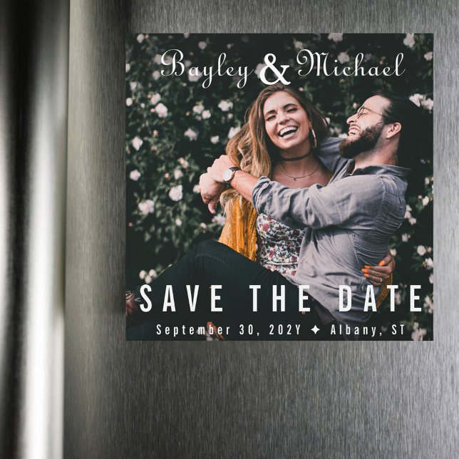 Vinyl Album Cover Foto Magnet Save the Date (Vinyl record album style photo save the date magnet)
