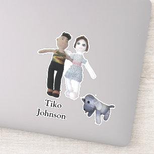 Vinyl-Aufkleber - Couple und Hund Aufkleber