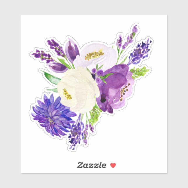 Vinyl-Aufkleber - Helle Aquarellfarben-Blume Aufkleber (Blatt)