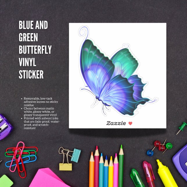 Vinyl-Aufkleber mit blauem und grünem Schmetterlin Aufkleber (The Butterfly Studio
Blue and Green Butterfly Vinyl Sticker)