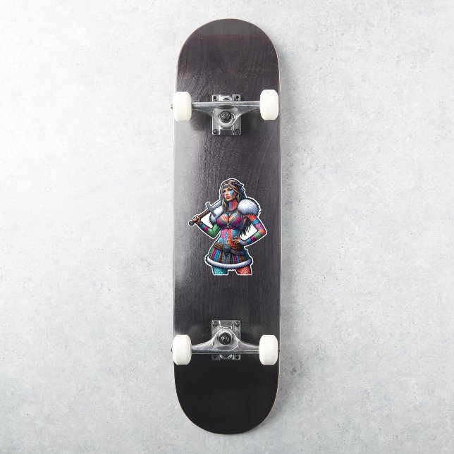 Vinyl-Aufkleber nach Maß geschnitten: Kriegerfrau Aufkleber (Skateboard)