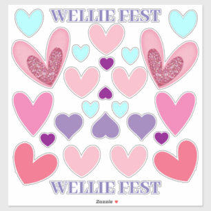 Vinyl-Aufkleber - Wellie Fest Herzen Aufkleber