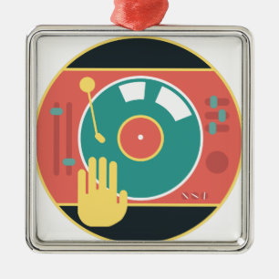 Vinyl-Aufzeichnung-Spieler-Hand-Kratzer Silbernes Ornament