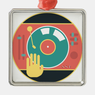 Vinyl-Aufzeichnung-Spieler-Hand-Kratzer Silbernes Ornament