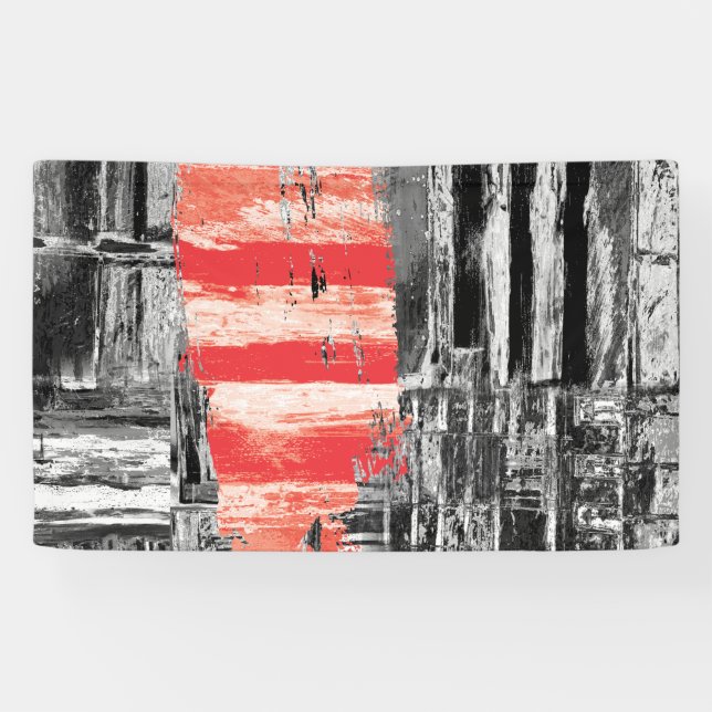 Vinyl Banner, 3' x 5' – Red Pulse Abstract Design Banner (Horizontal)