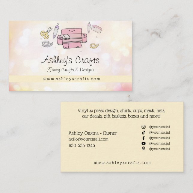 Vinyl Crafting and Design - Blush Pink Business C Visitenkarte (Vorne/Hinten)