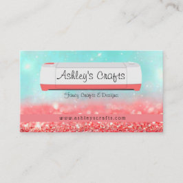 Vinyl Crafting and Design - Coral & Turquoise Busi Visitenkarte