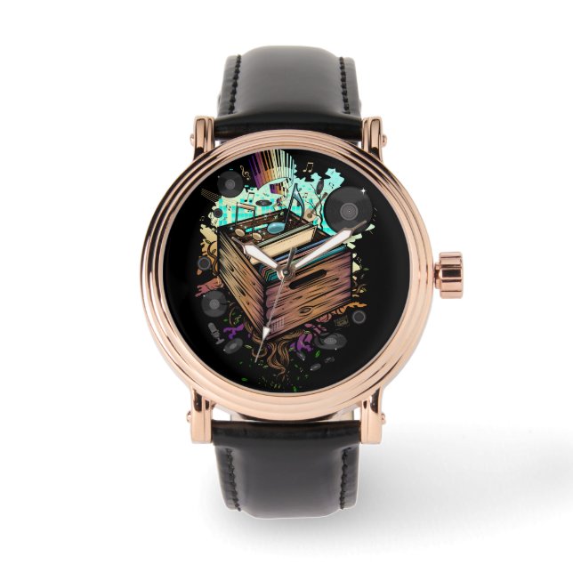 Vinyl Crate Music Armbanduhr (Vorderseite)