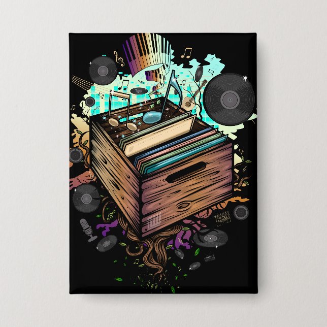 Vinyl Crate Music Button (Vorderseite)