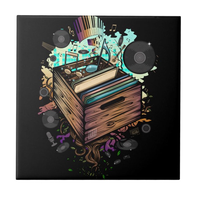 Vinyl Crate Music Fliese (Vorderseite)