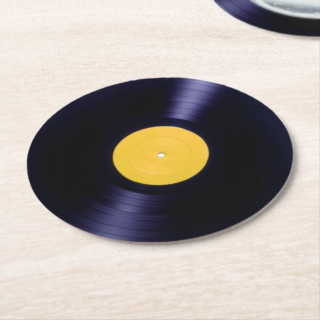 Vinyl Disk Rettro Alte Zeit Stil Abdeckung Runder Pappuntersetzer (Angewinkelt)