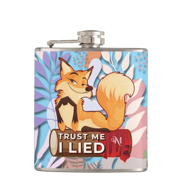Vinyl Flask 6oz : Trust Me (hellblau) Flachmann (Vorderseite)