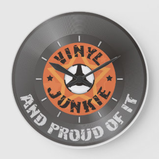 Vinyl Junkie - And Proud of It with dial Große Wanduhr