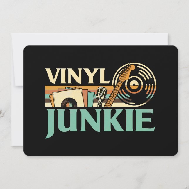 Vinyl Junkie LP Records DJ Turntable Music Collect Einladung (Vorderseite)