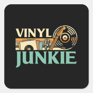 Vinyl-Junkie LP-Schallplatten DJ-Drehteller Musik- Quadratischer Aufkleber