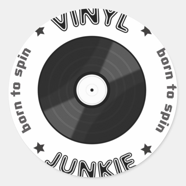Vinyl Junkie Runder Aufkleber (Vorderseite)