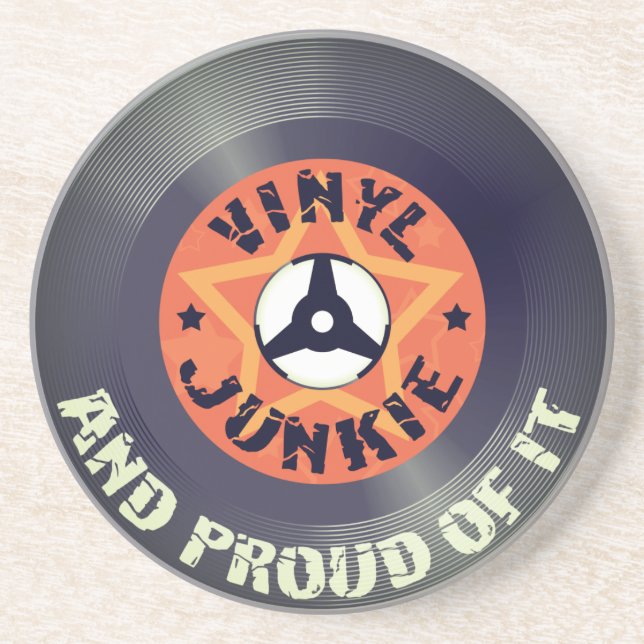 Vinyl Junkie - und stolz darauf Getränkeuntersetzer (Vorne)