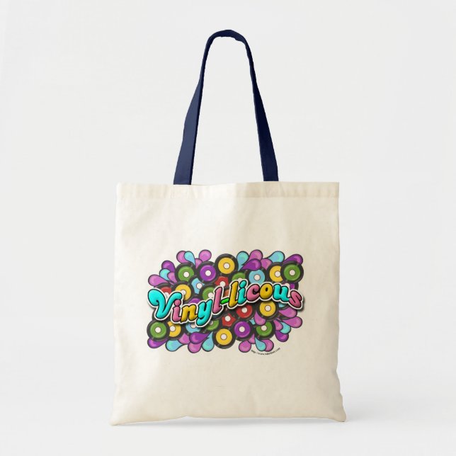 Vinyl-licious Niedliche mehrfarbige Aufnahme Kunst Tragetasche (Vorne)