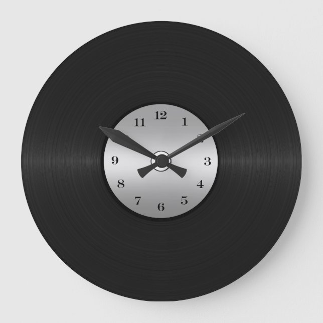 Vinyl-Look LP-Aufzeichnung Große Wanduhr (Vorderseite)