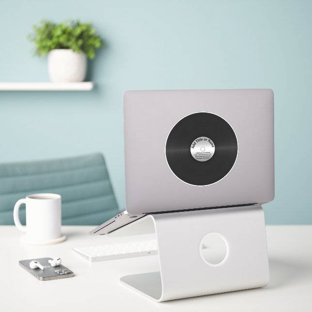 Vinyl-Look LP Record Aufkleber (Laptop auf Schreibtisch)
