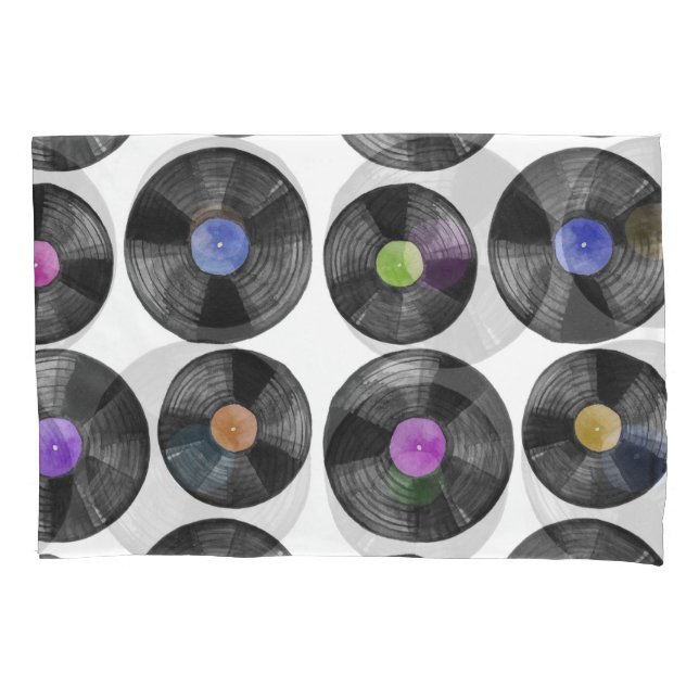 Vinyl LP Platten Retro Illustration Kissenbezug (Vorderseite)