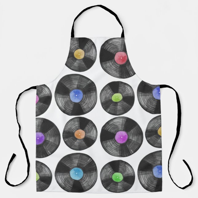 Vinyl LP Platten Retro Illustration Schürze (Vorderseite)