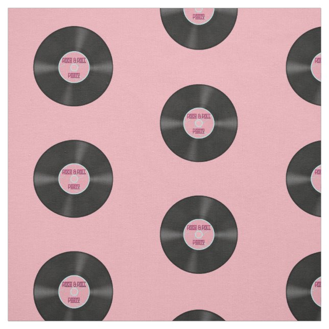 Vinyl LP Record auf rosa Muster Stoff (Muster)