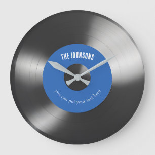 Vinyl Music Record Horloge Personnalisable Bleu fo