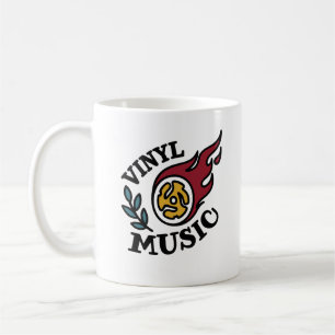 Vinyl-Musik-Flammen-Tattoo 45 RPM-Adapter Kaffeetasse