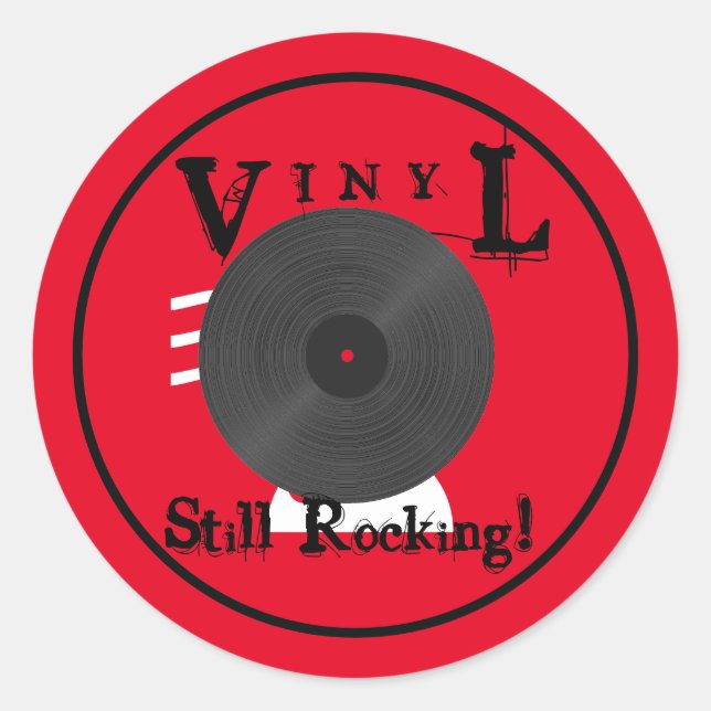 Vinyl noch Rocking! Runder Aufkleber (Vorderseite)