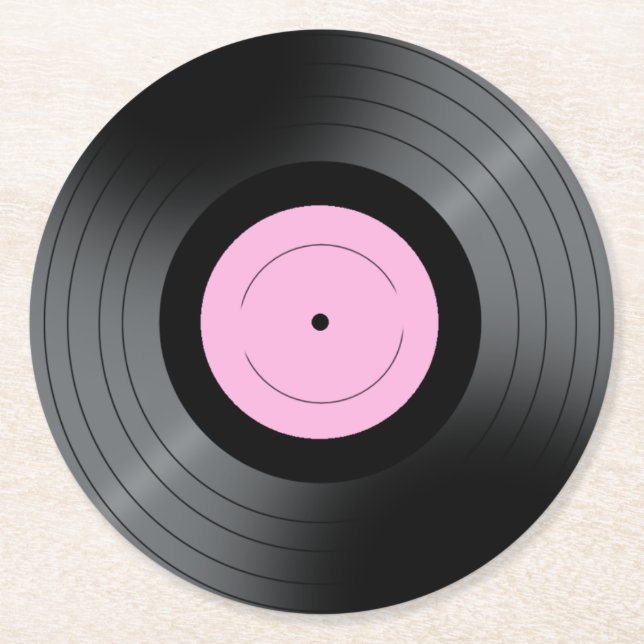Vinyl Platte Runder Pappuntersetzer (Vorderseite)