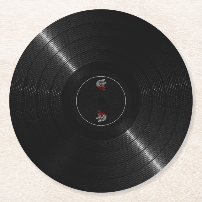 Vinyl Platte Runder Pappuntersetzer (Vorderseite)